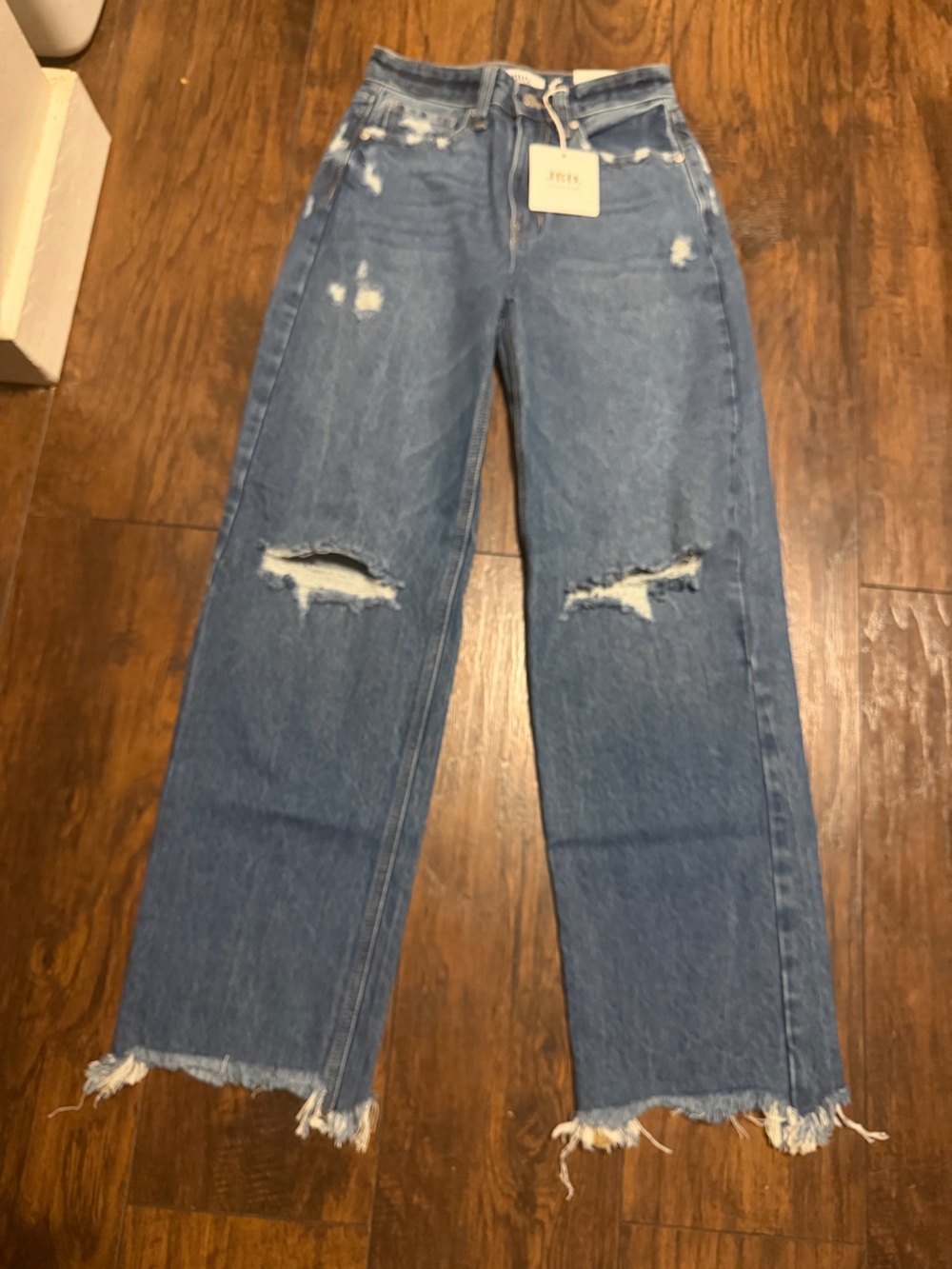 JBD Just Black Denim Distressed Straight Leg Jeans Size 24 NWT